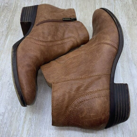Lucky Brand Boots Womens Size 8 M Brolley Brown Tan Ankle Zip Heel Booties - Picture 8 of 14